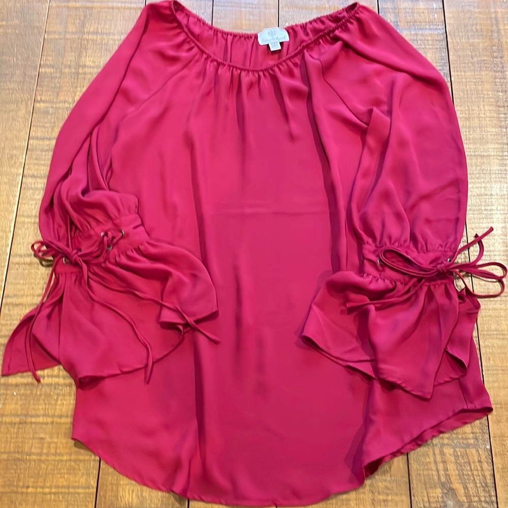 NWOT Laurie Felt Hot in Hollywood Burgundy Blouse - XXS